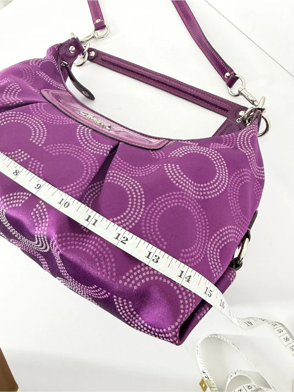 Coach Womens Ashley Dotted Op Art  Y2K Convertible Hobo Purple F20031 Crossbody